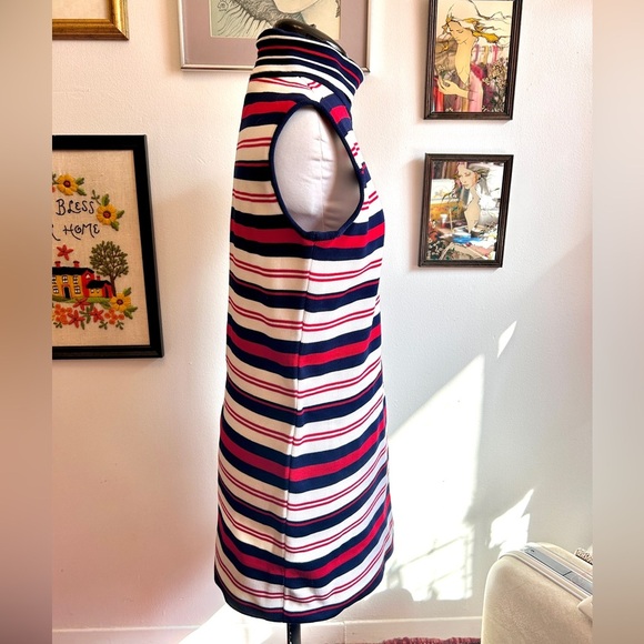 1960s Vintage Space Age Mod Micro Mini Tunic Dress – Red, White & Navy Stripe - Picture 6 of 8